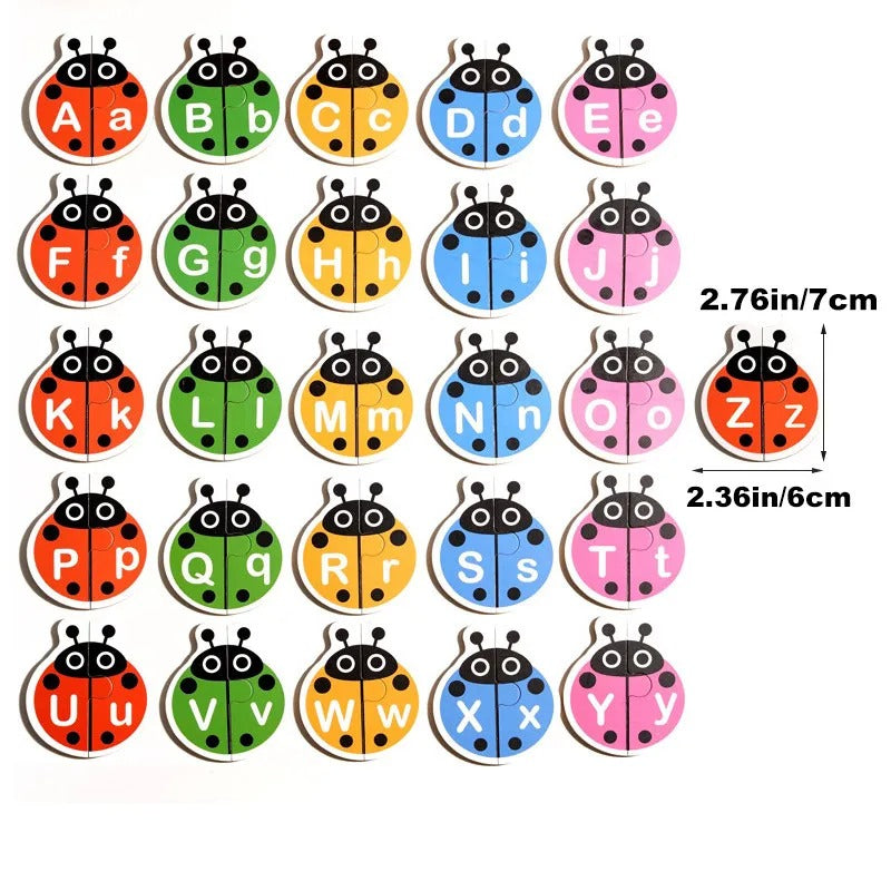 Wooden Ladybug Alphabet Matching Puzzle